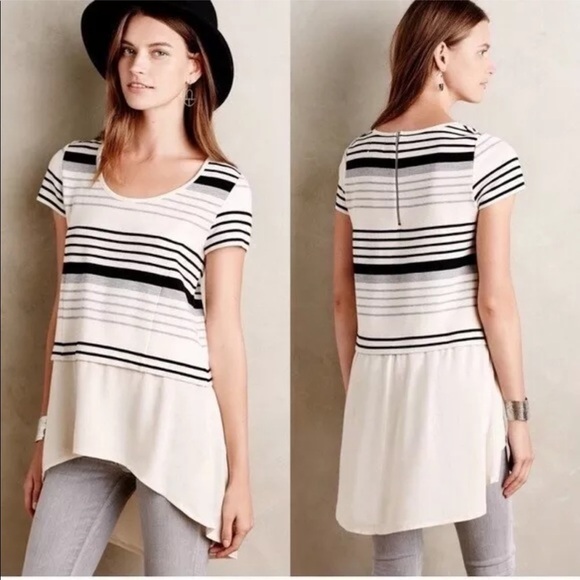 Deletta M Gradient Striped Tunic Knit Hi Low Top - Picture 1 of 8